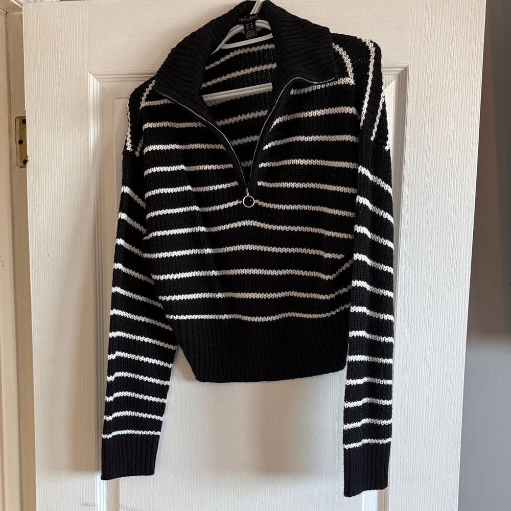 Urban Heritage Black and White Striped Turtleneck Sweater
